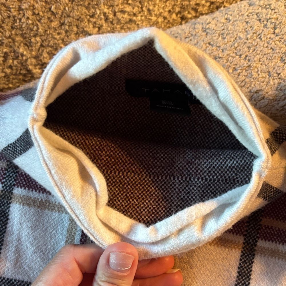 Tahari Burgundy and Cream Plaid Sweater - Picture 8 of 10